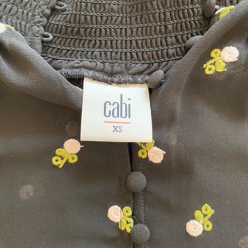 CAbi Alegria Embroidered Long Sleeve Chiffon Blouse XS - Picture 5 of 12